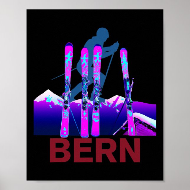 Póster Esquí Bern y Snowboard Esquí Bern Retro 90 (Frente)