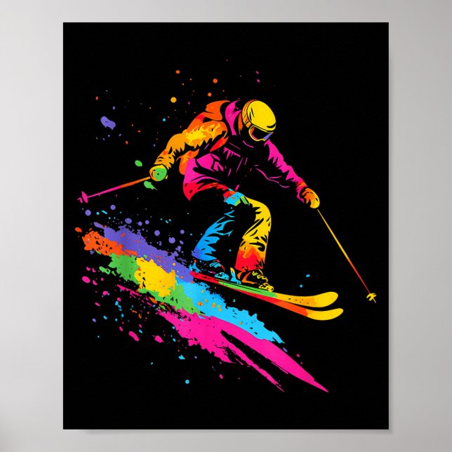 Póster Esquí colorido de esquí  (Frente)