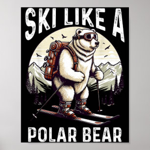 Póster Esquí como un experto oso polar aventura de polar