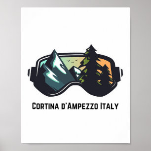 Póster Esquí Cortina D'ampezzo Italia Esquí de Montaña Ho