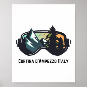 Póster Esquí Cortina D'ampezzo Italia Montaña Esquí T Hom