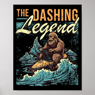 Póster Esquí de agua en moto de agua bigfoot sasquatch je