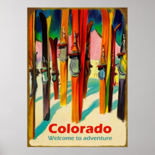 Póster Esquí de Colorado en la nieve, poster del viaje