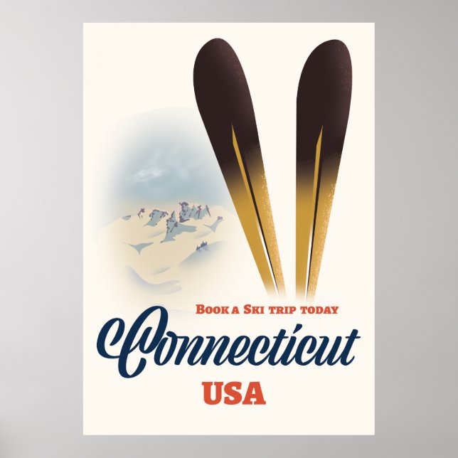 Póster Esquí de Connecticut (Frente)