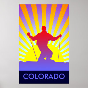 Póster esquí de descenso colorado