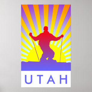 Póster esquí de descenso UTAH