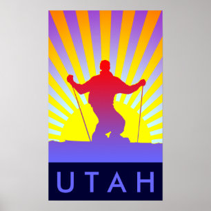 Póster esquí de descenso UTAH