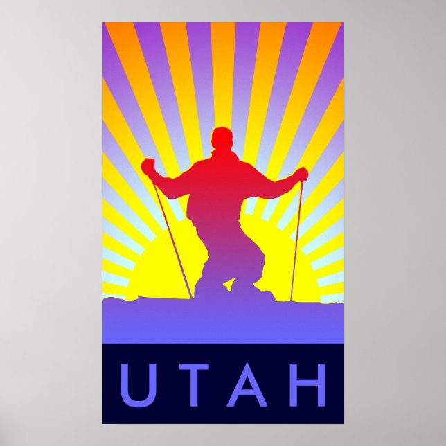 Póster esquí de descenso UTAH (Frente)