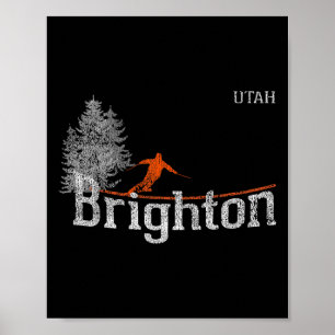 Póster Esquí de época Brighton Utah con estilo de los año