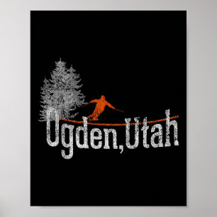 Póster Esquí de época Ogden Utah, estilo años 80