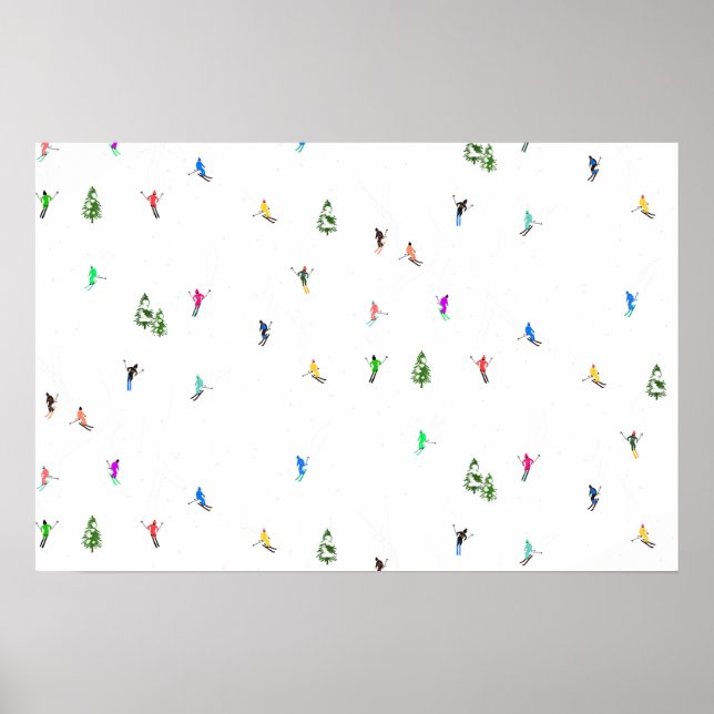 Póster Esquí de esquí alpino en invierno (Frente)