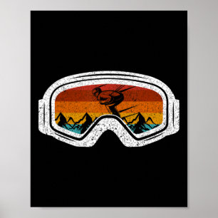 Póster Esquí de invierno retro Goggles Snowboard