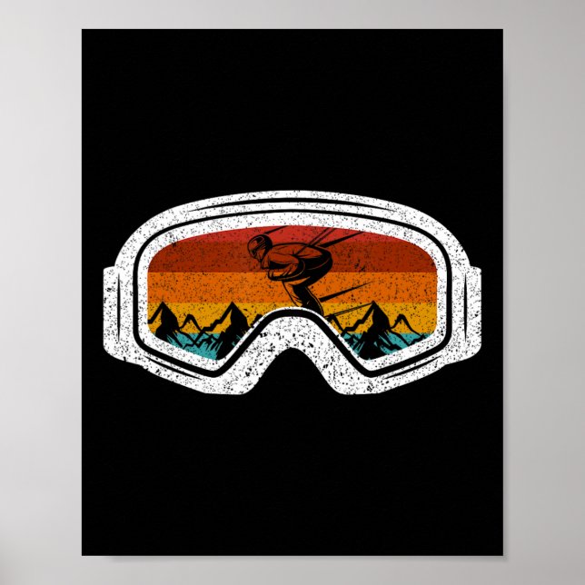 Póster Esquí de invierno retro Goggles Snowboard (Frente)