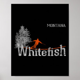 Póster Esquí de la Viña de Montana de Whitefish de los añ