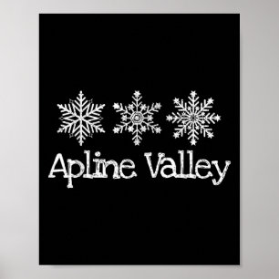 Póster Esquí de montaña Alpine Valley Ski Skier Snowflake