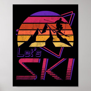 Póster Esquí de nieve de los años 90 Retro