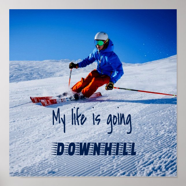 Póster Esquí de nieve divertida y motivacional (Frente)