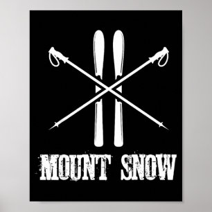 Póster Esquí de nieve en la montaña esquiador bastones de
