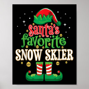 Póster Esquí de nieve favorito de Santa Esquí Navidad Mat