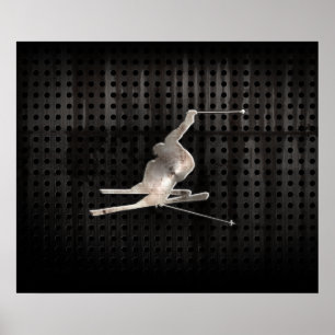 Póster Esquí de nieve; negro Guay