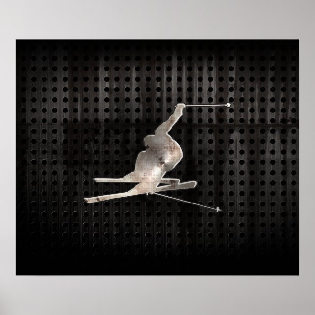 Póster Esquí de nieve; negro Guay (Frente)