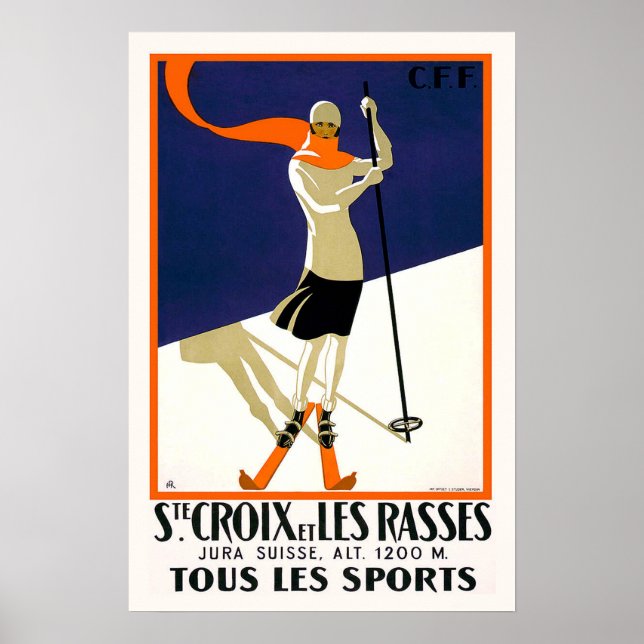 Póster Esquí de Santa Cruz de Suiza (Frente)