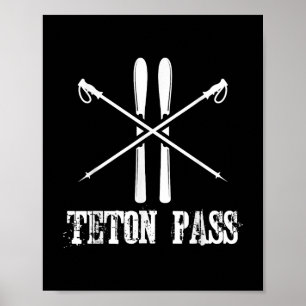 Póster Esquí de Teton Pass Wyoming Alpine Nórdico