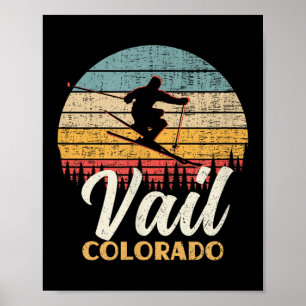 Póster Esquí de Vail Skip Colorado Vintage Mountain