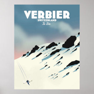Póster Esquí de Verbier Suiza
