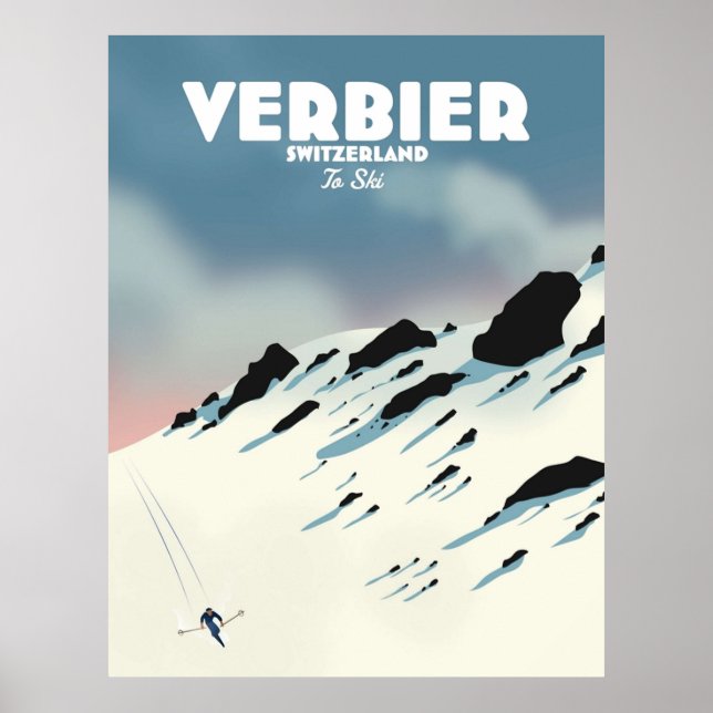 Póster Esquí de Verbier Suiza (Frente)