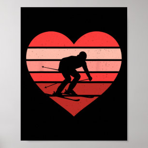 Póster Esquí del Corazón Retro Vintage Valentine Mujeres