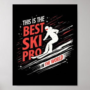 Póster Esquí Deporte de Nieve de Montaña Profesional