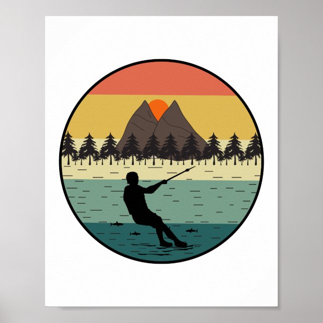 Póster Esquí descalzo Deportes náuticos Motociclismo (Frente)