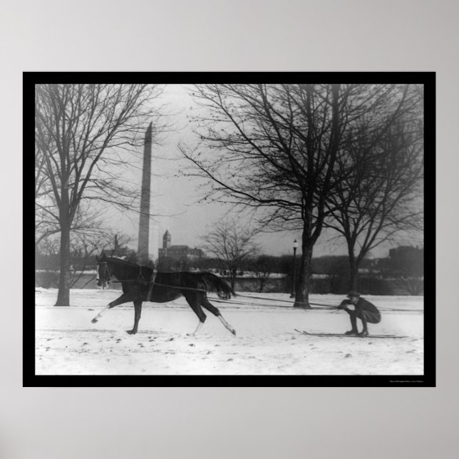 Póster Esquí detrás del caballo Washington, DC 1919 (Frente)