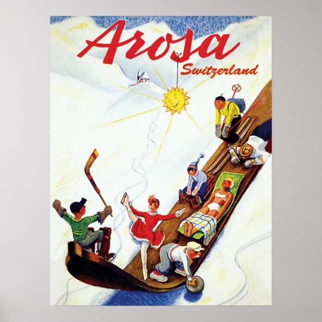 Póster Esquí en Arosa, Suiza (Frente)