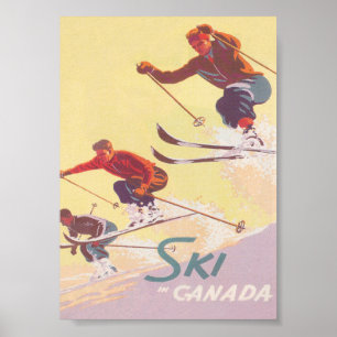 Póster Esquí en Canadá Poster de esquí retro vintage