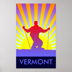 Póster esquí en declive Vermont