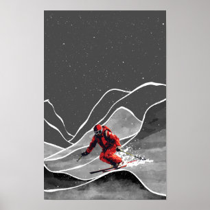 Póster Esquí en Montaña Nevada