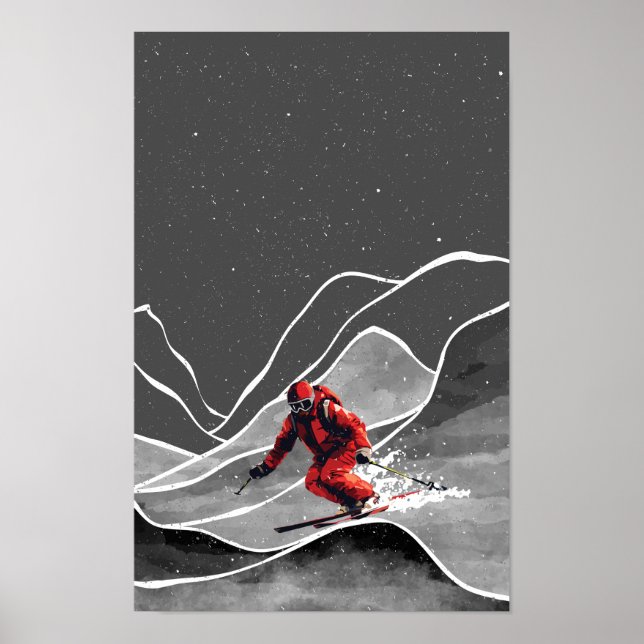 Póster Esquí en Montaña Nevada (Frente)