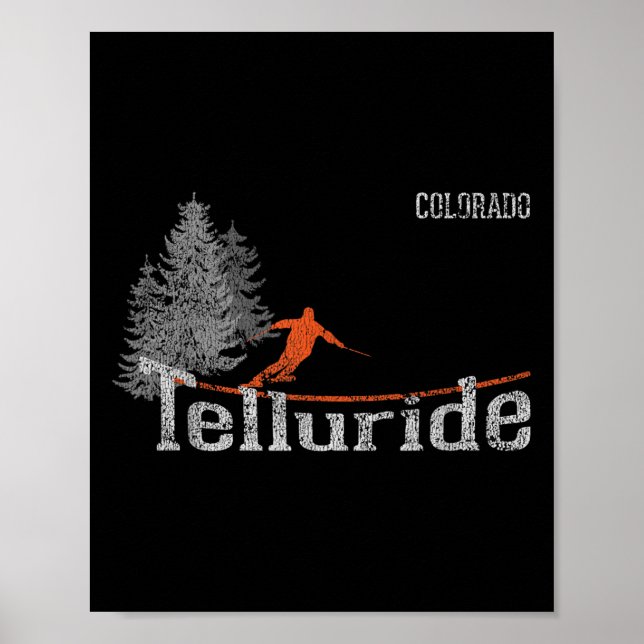 Póster Esquí en problemas de Teluride Retro Colorado (Frente)