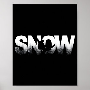 Póster Esquí en tabla divertido Snowboard Esquiador Paseo