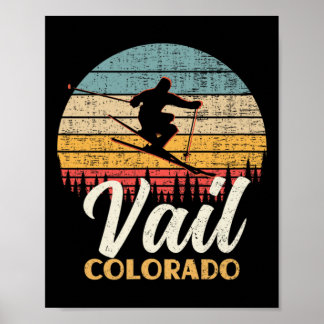 Póster Esquí en Vail Colorado Montaña Vintage Esquí