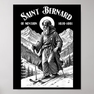 Póster Esquí Esquiador Patrono San Bernardo Invierno Anti