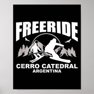 Póster Esquí freeride cerro catedral argentina 