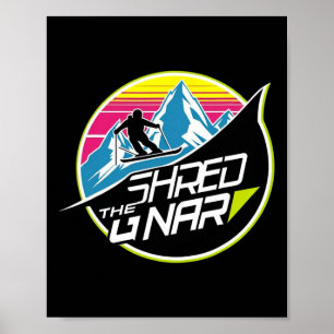 Póster Esquí Freestyle Shred The Gnar Diamond Invierno Sp