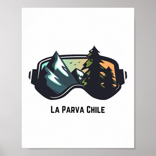 Póster Esquí La Parva Chile Esquí En Montaña Hombres Y Mu (Frente)