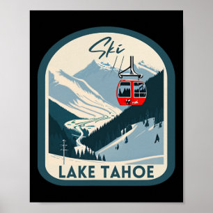 Póster Esquí Lake Tahoe Retro Estilo Vintage Lake Tahoe E