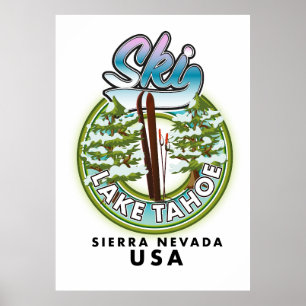 Póster Esquí Lake Tahoe Sierra Nevada EE. UU.