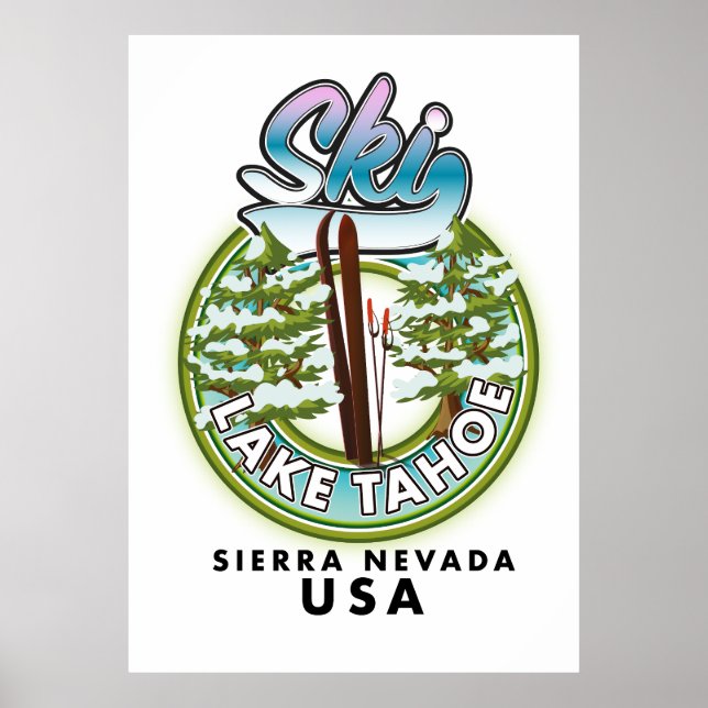 Póster Esquí Lake Tahoe Sierra Nevada EE. UU. (Frente)