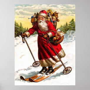Póster Esquí Papá Noel